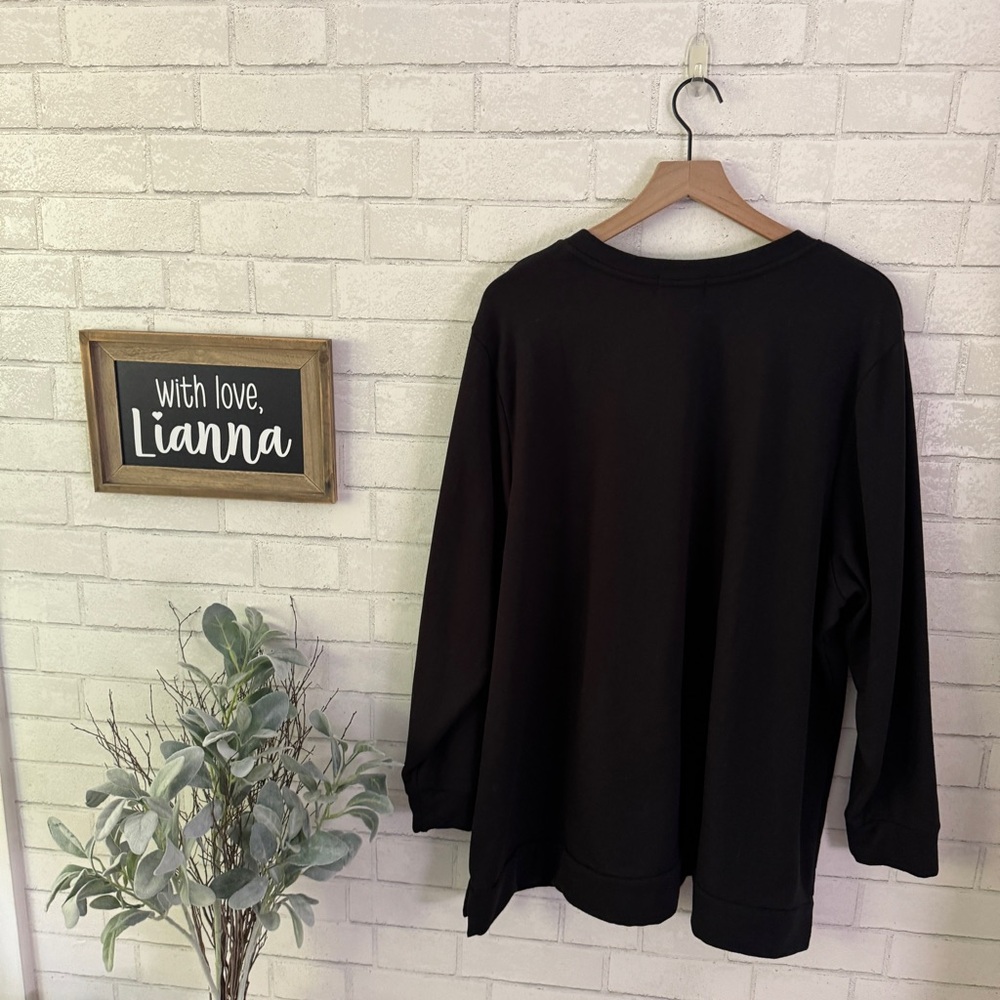 LANE BRYANT Black Joyful Tunic Sweatshirt - Picture 4 of 7